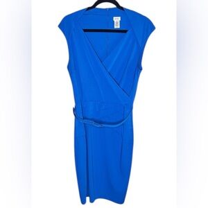 Cache Blue Sleeveless  Belted  Dress Size 14